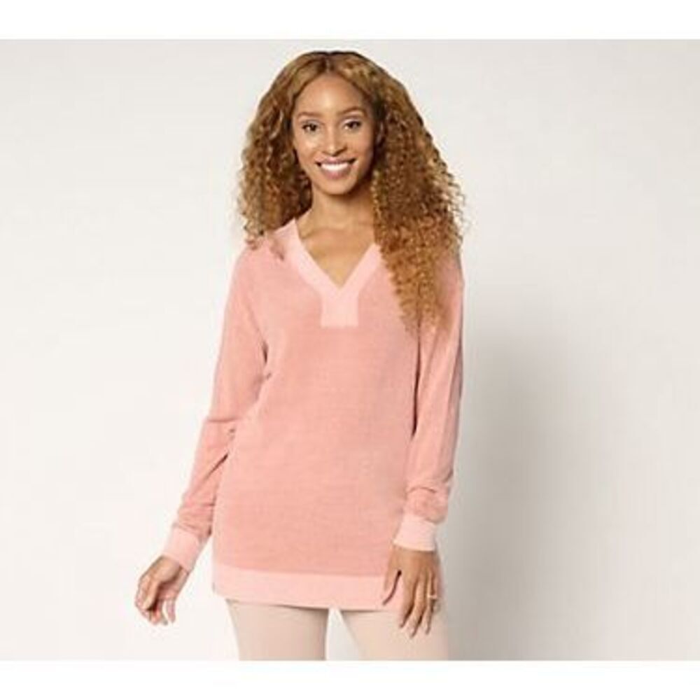 Barefoot Dreams CozyChic Ultra Lite Color Block V-Neck Tunic Size XS